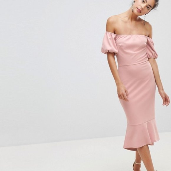 Dusty rose midi dress (ASOS)